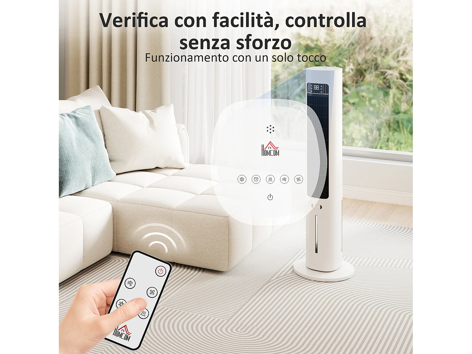 Raffrescatore d'aria a torre 3-in-1 portatile bianco