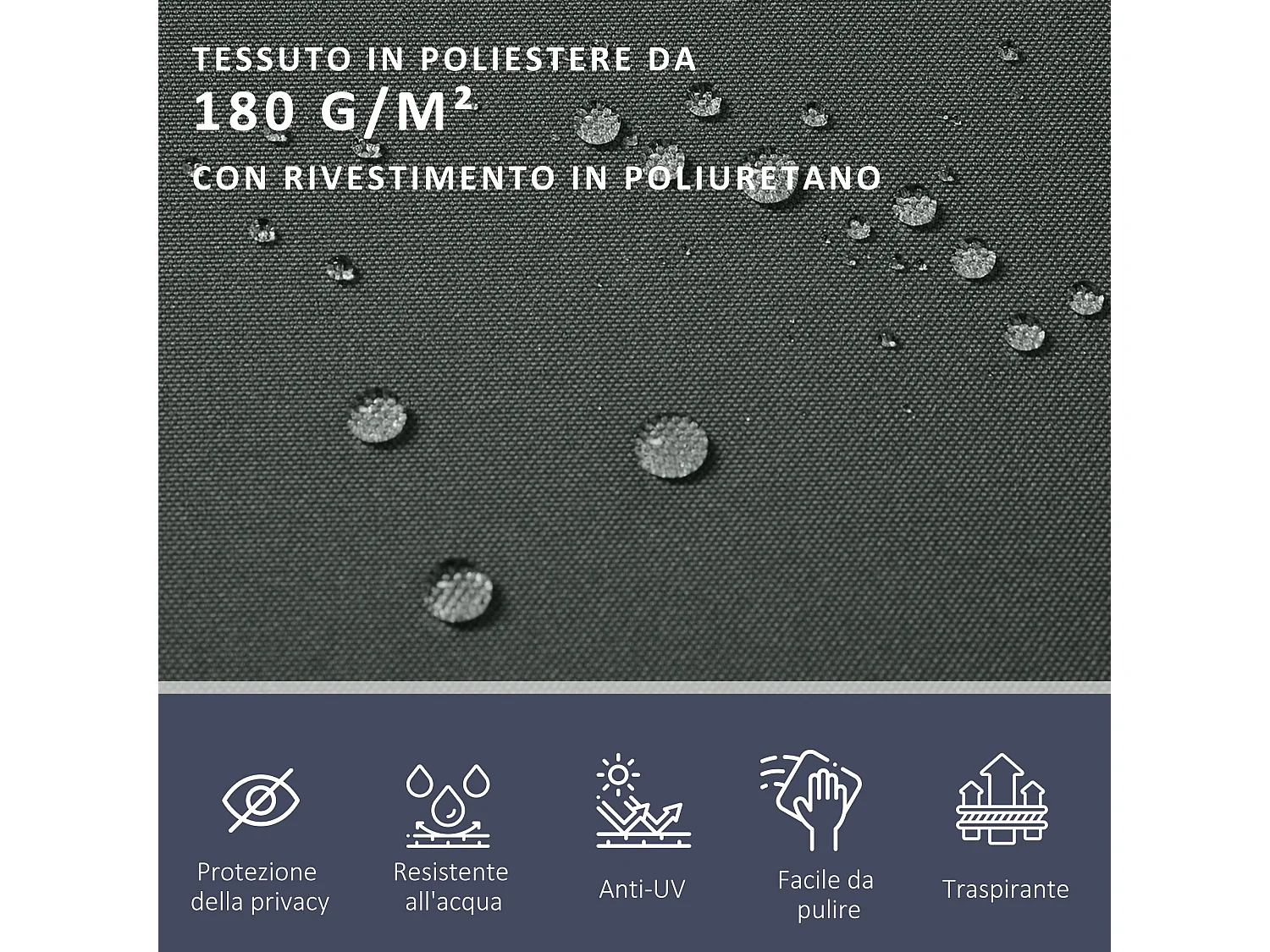 Divisore da giardino estensibile 6x1.8 m con maniglia grigio