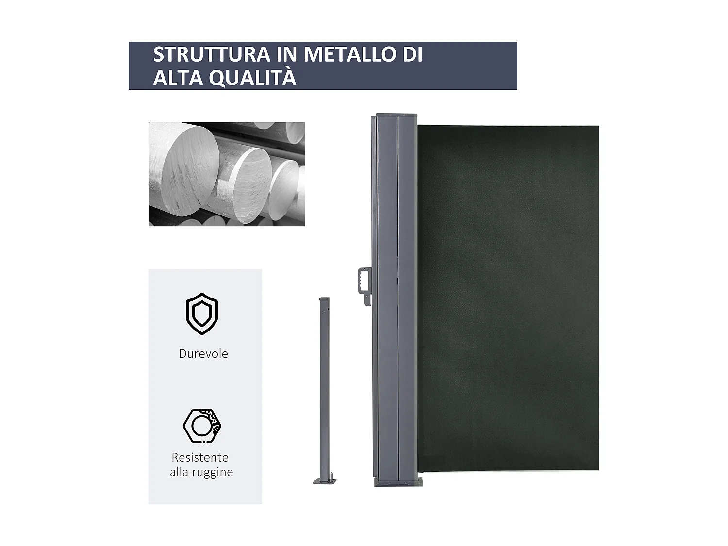 Divisore da giardino estensibile 6x1.8 m con maniglia grigio