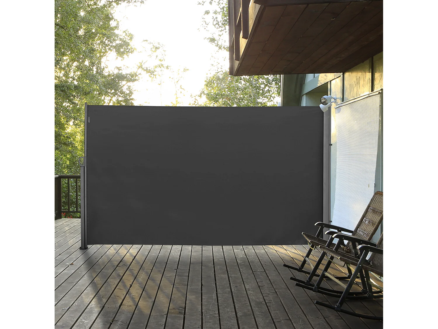 Frangivista da giardino estensibile e avvolgibile 3x1.8m grigio