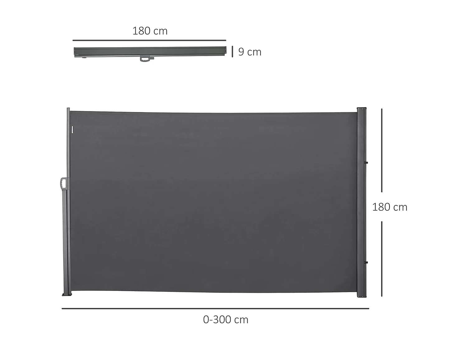 Frangivista da giardino estensibile e avvolgibile 3x1.8m grigio