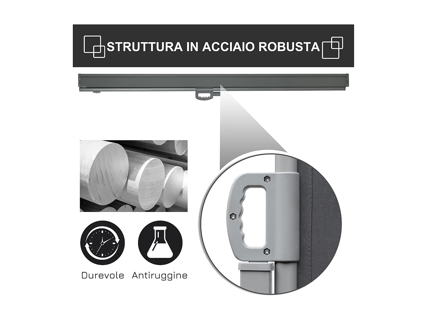 Frangivista da giardino estensibile e avvolgibile 3x1.8m grigio