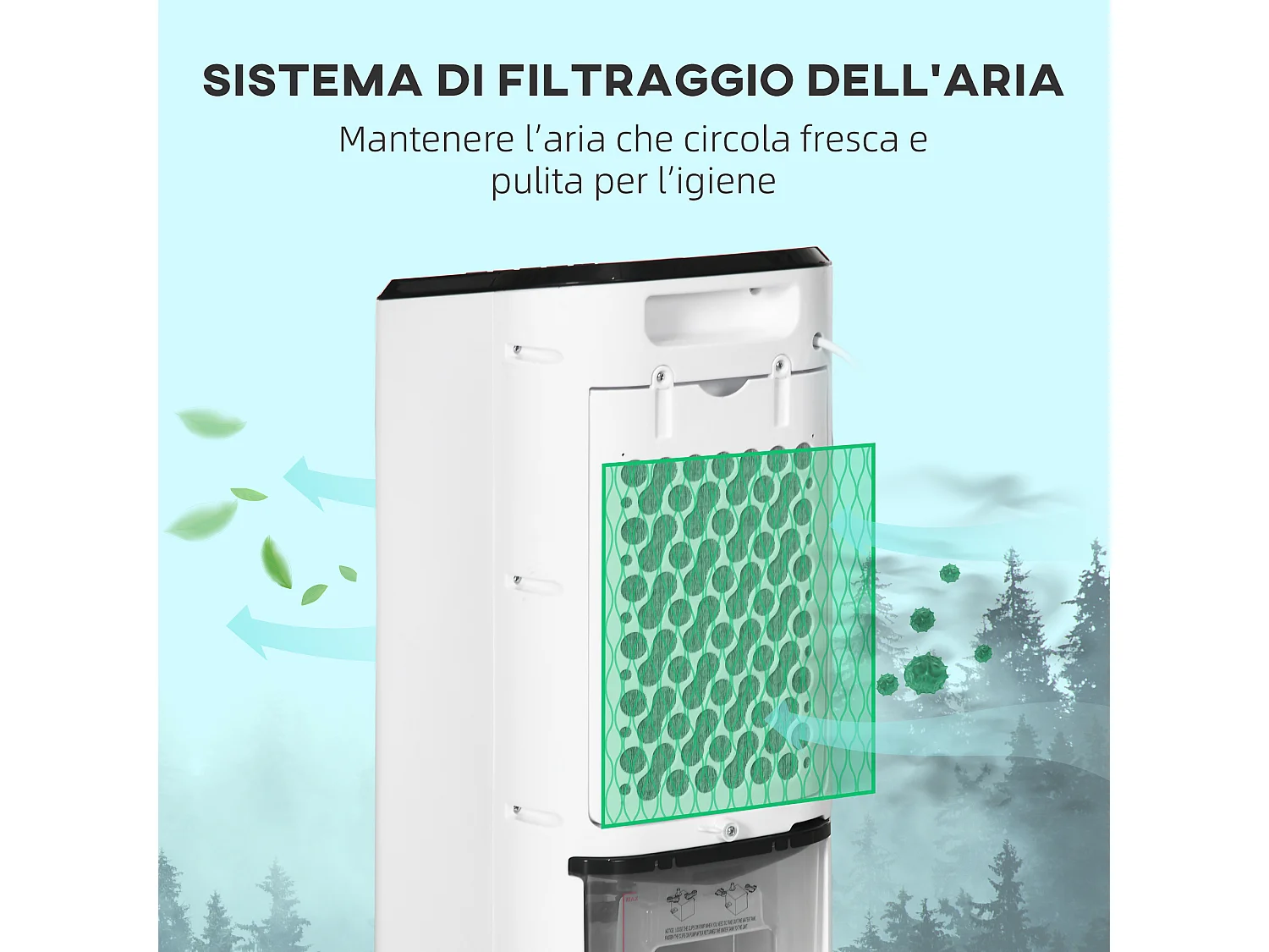 Raffrescatore evaporativo 65w 24.5x27x60 cm in abs bianco