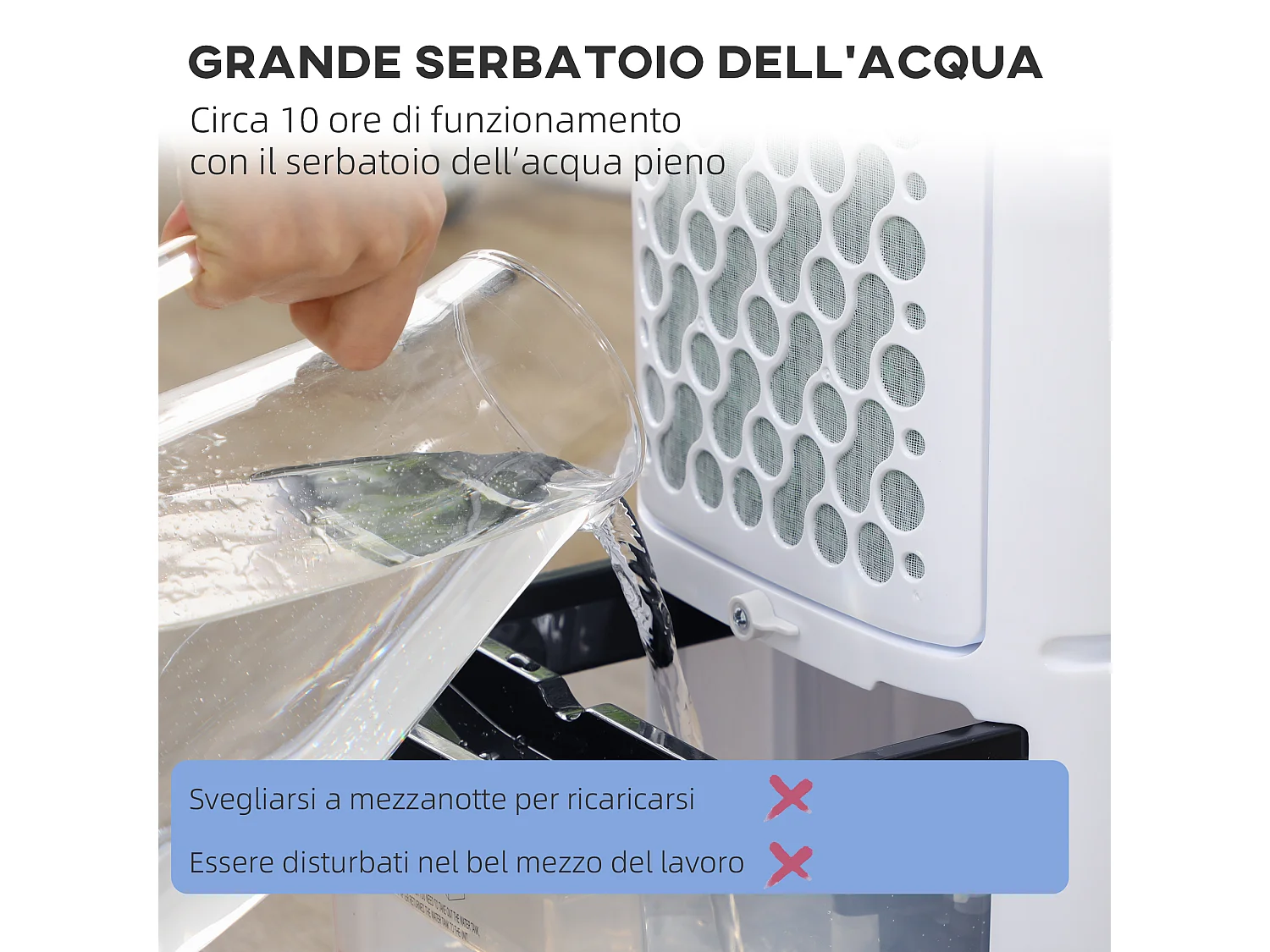 Raffrescatore evaporativo 65w 24.5x27x60 cm in abs bianco