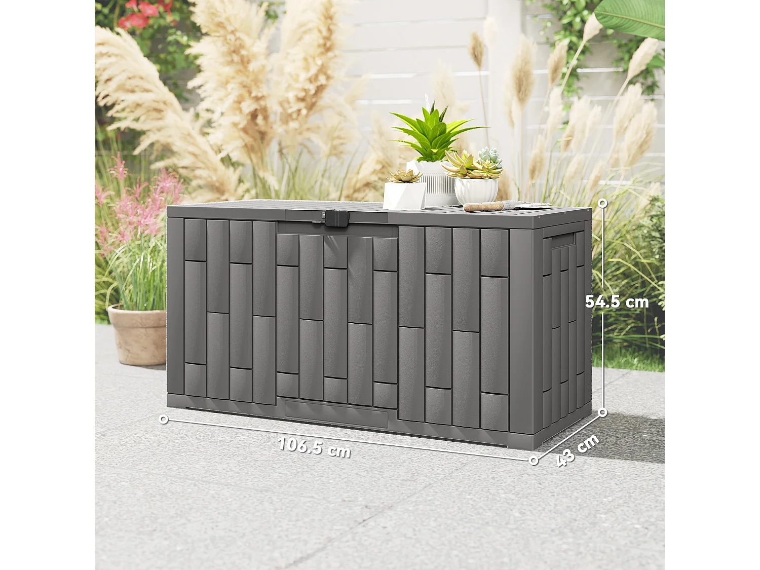 Baule da giardino 227l 106.5x43x54.5 cm grigio