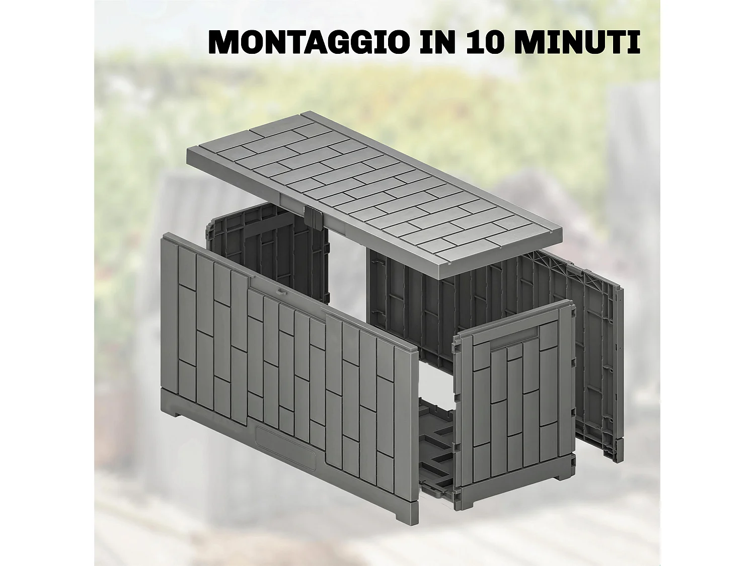 Baule da giardino 227l 106.5x43x54.5 cm grigio