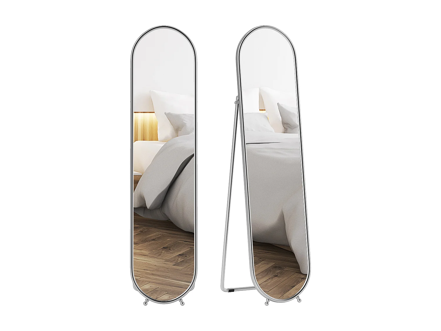 Specchio verticale da terra con supporto 40x4x160 cm argento