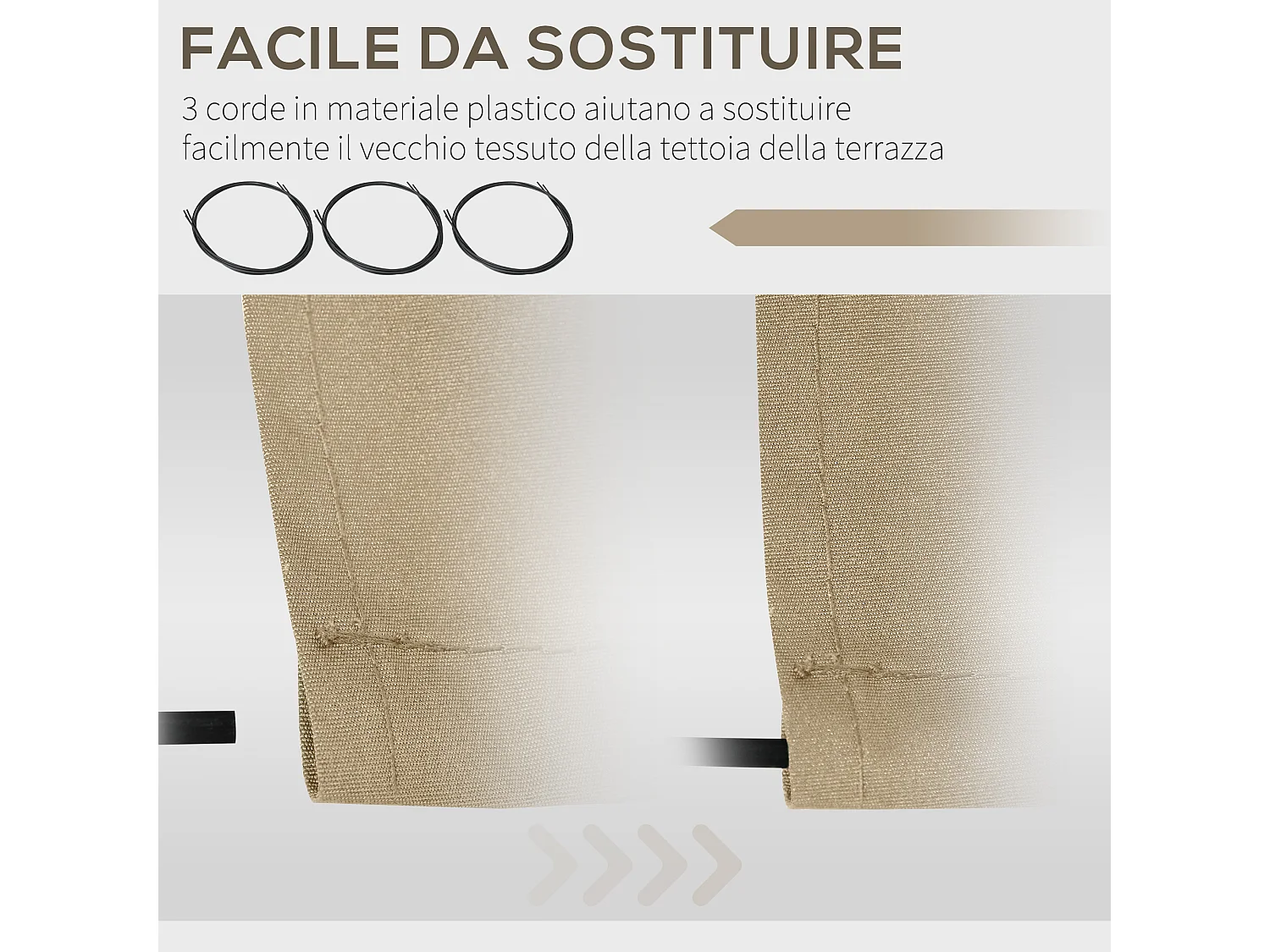 Telo di ricambio per tenda a bracci in poliestere beige