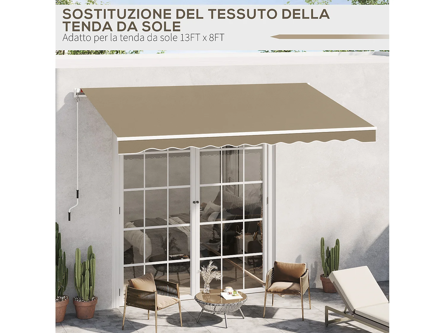 Telo di ricambio per tenda a bracci in poliestere beige