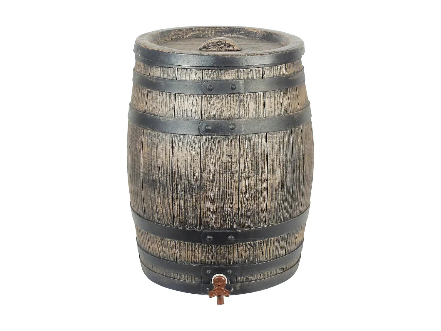 Récupérateur d'eau en forme de barrique - NATURE - En PE rotomoulé - 120 litres - Inclus accessoires