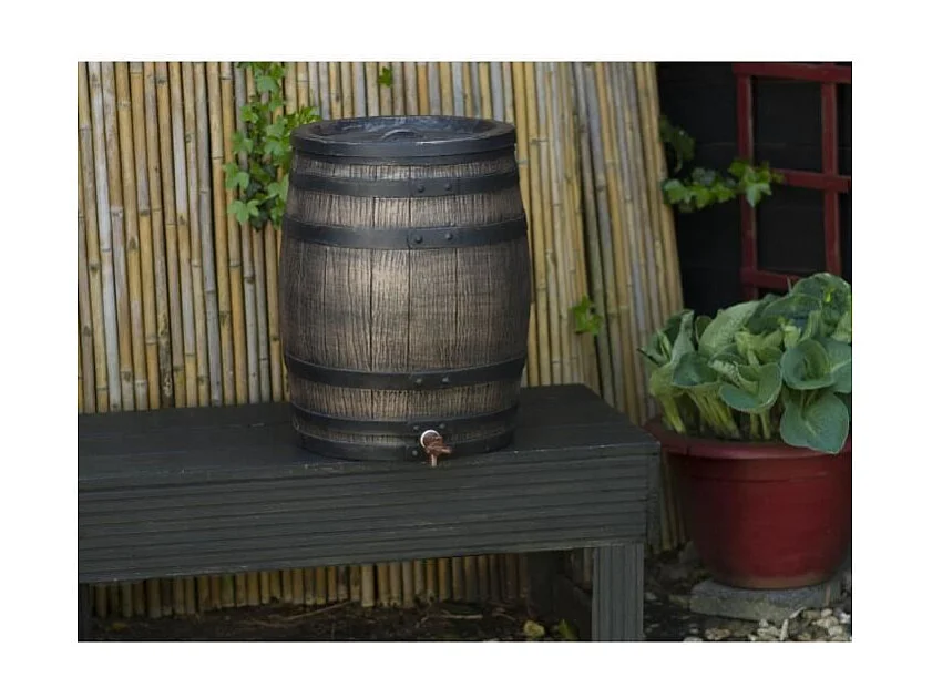 Récupérateur d'eau en forme de barrique - NATURE - En PE rotomoulé - 120 litres - Inclus accessoires