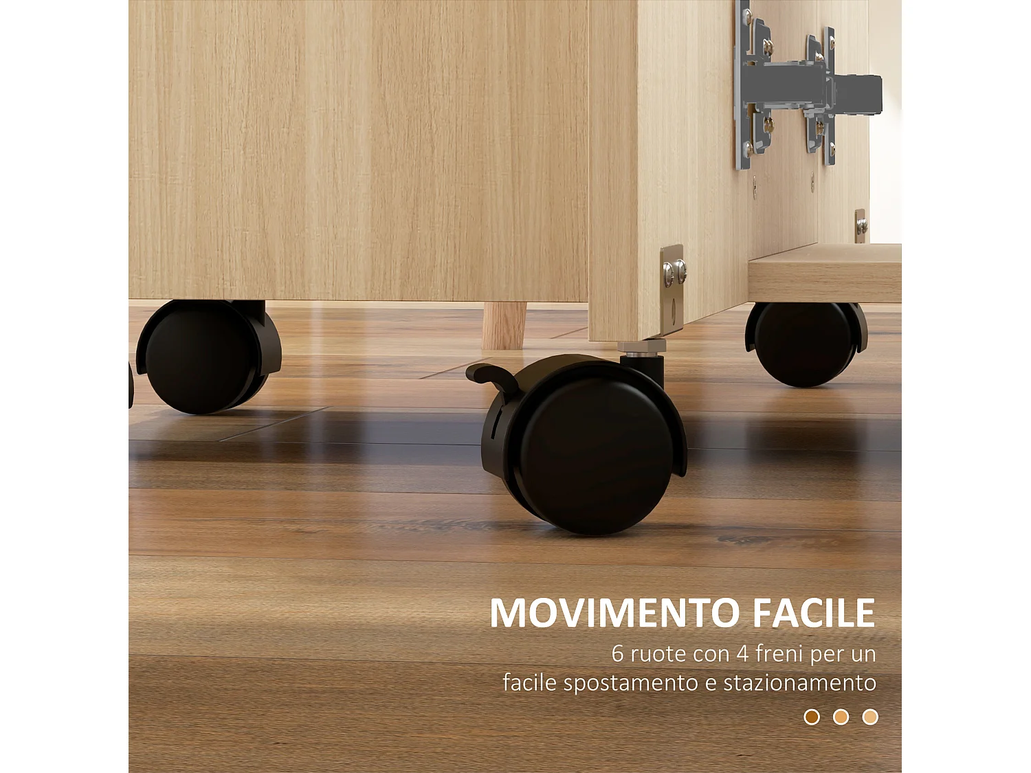 Tavolo pieghevole con 2 cassetti e armadietto color legno