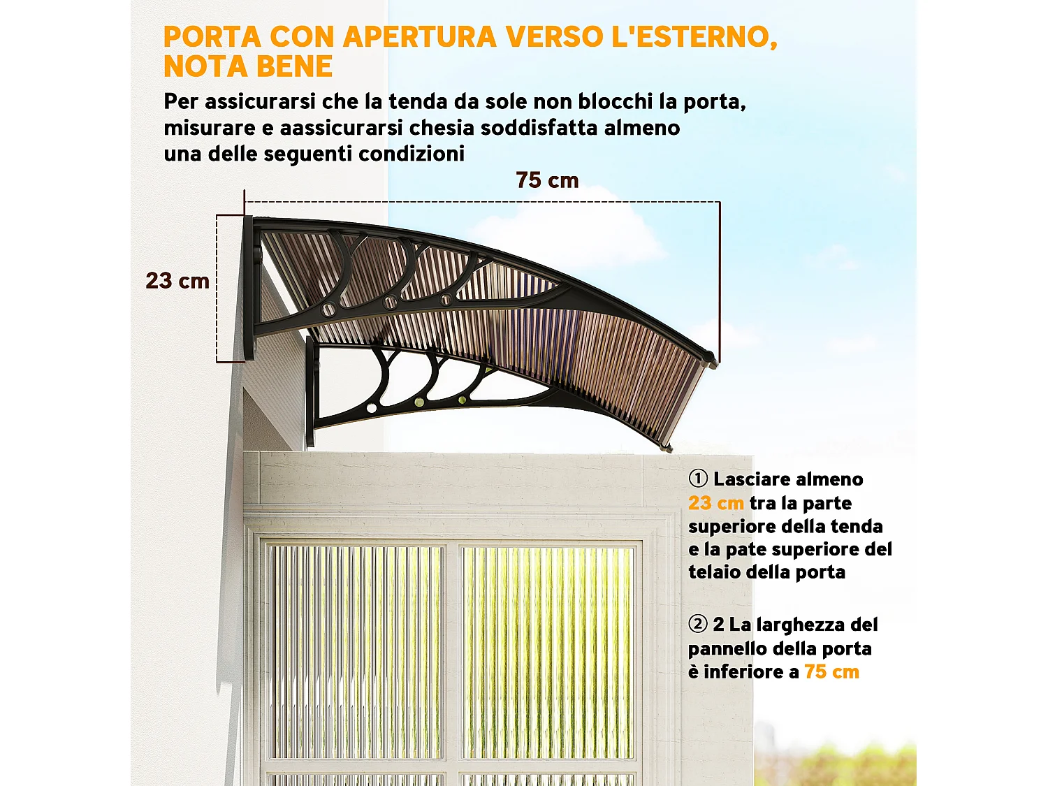Pensilina da esterni impermeabile e anti-uv in policarbonato marrone
