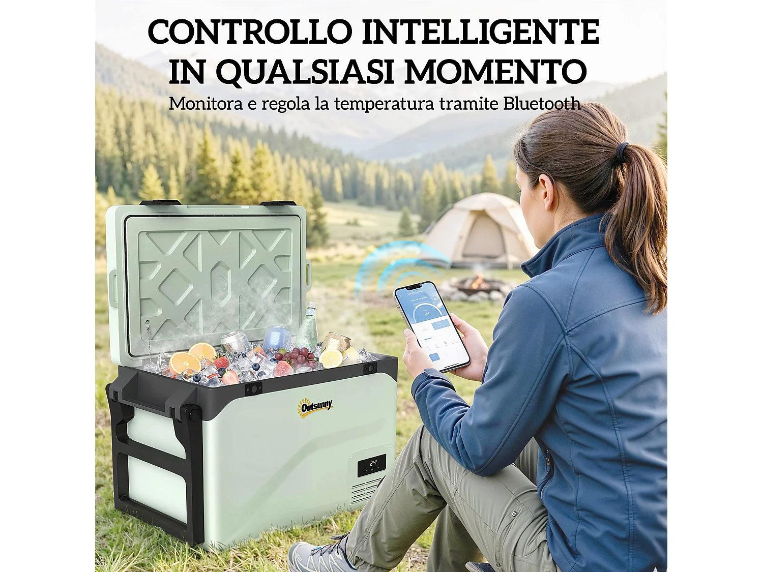 Frigorifero portatile a compressore con ruote plastica grigio