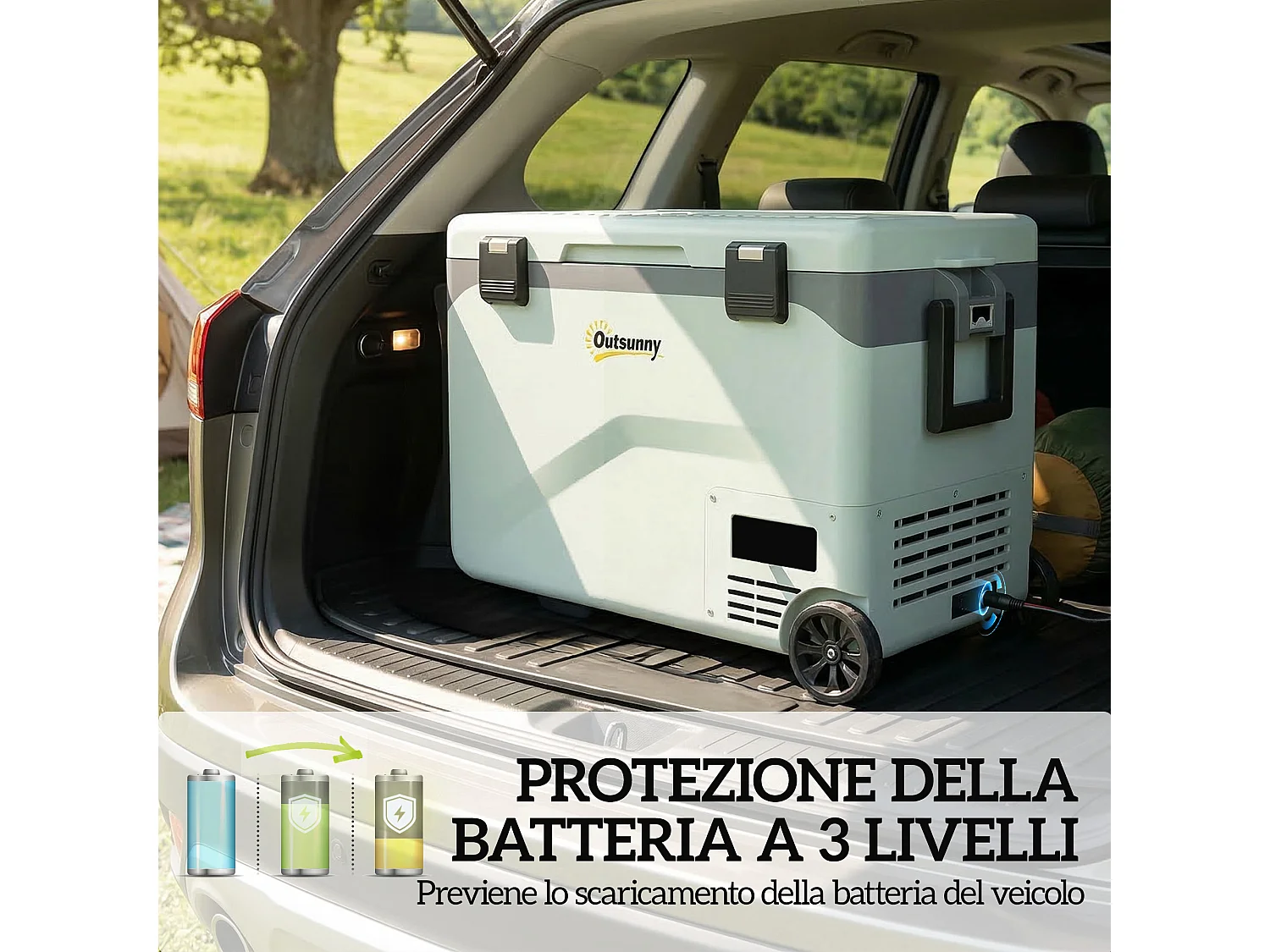 Frigorifero portatile a compressore con ruote plastica grigio