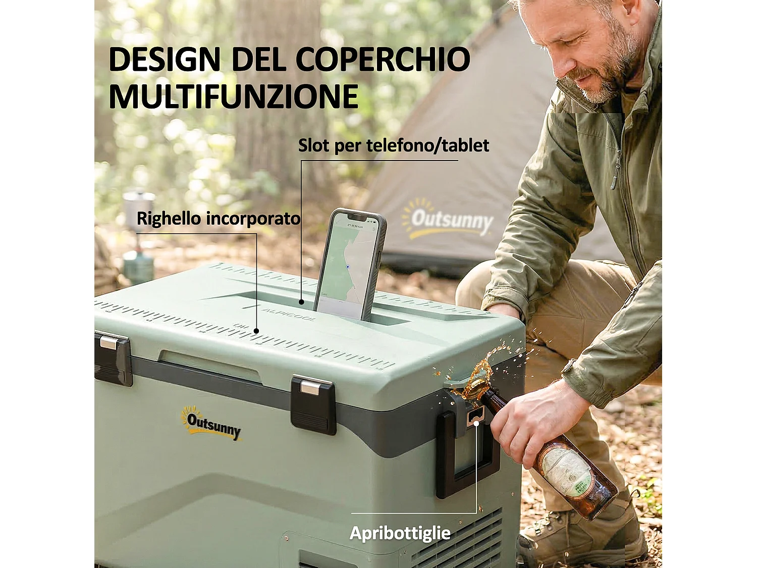 Frigorifero portatile a compressore con ruote plastica grigio