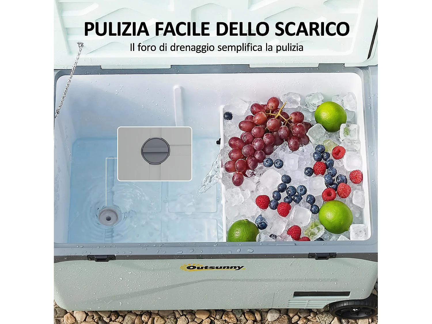 Frigorifero portatile a compressore con ruote plastica grigio