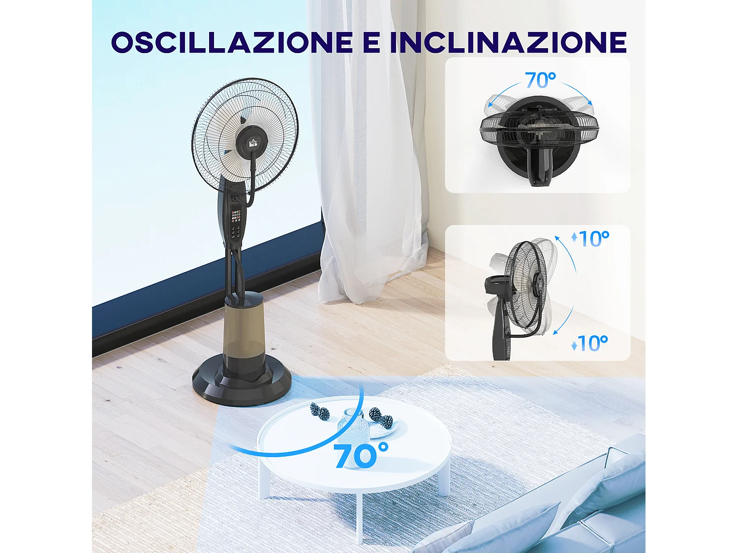 Ventilatore nebulizzatore serbatoio 3.2l 3 modalità e 3 velocità