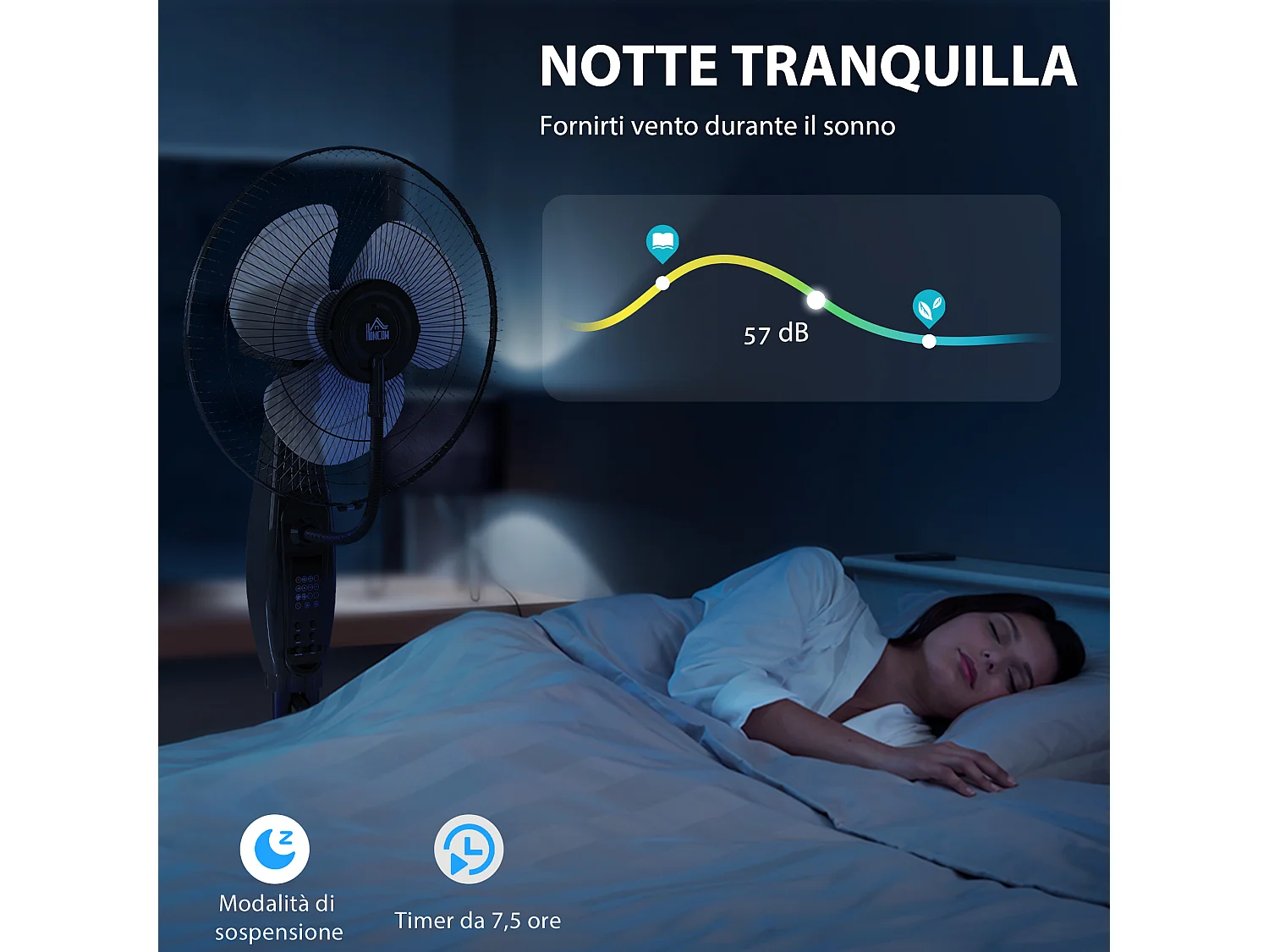Ventilatore nebulizzatore serbatoio 3.2l 3 modalità e 3 velocità
