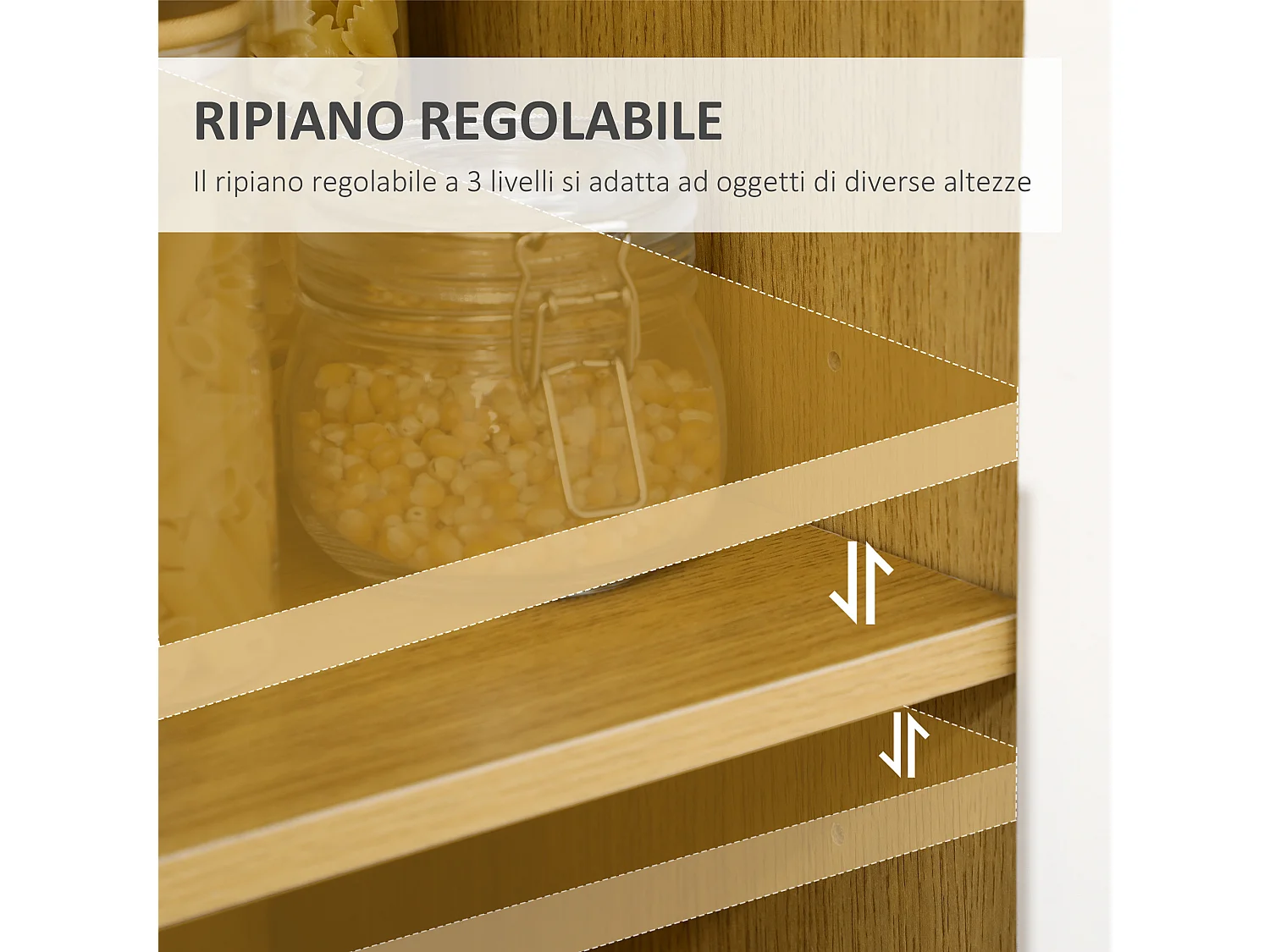 Mobile per microonde ripiano aperto e armadietti in truciolato
