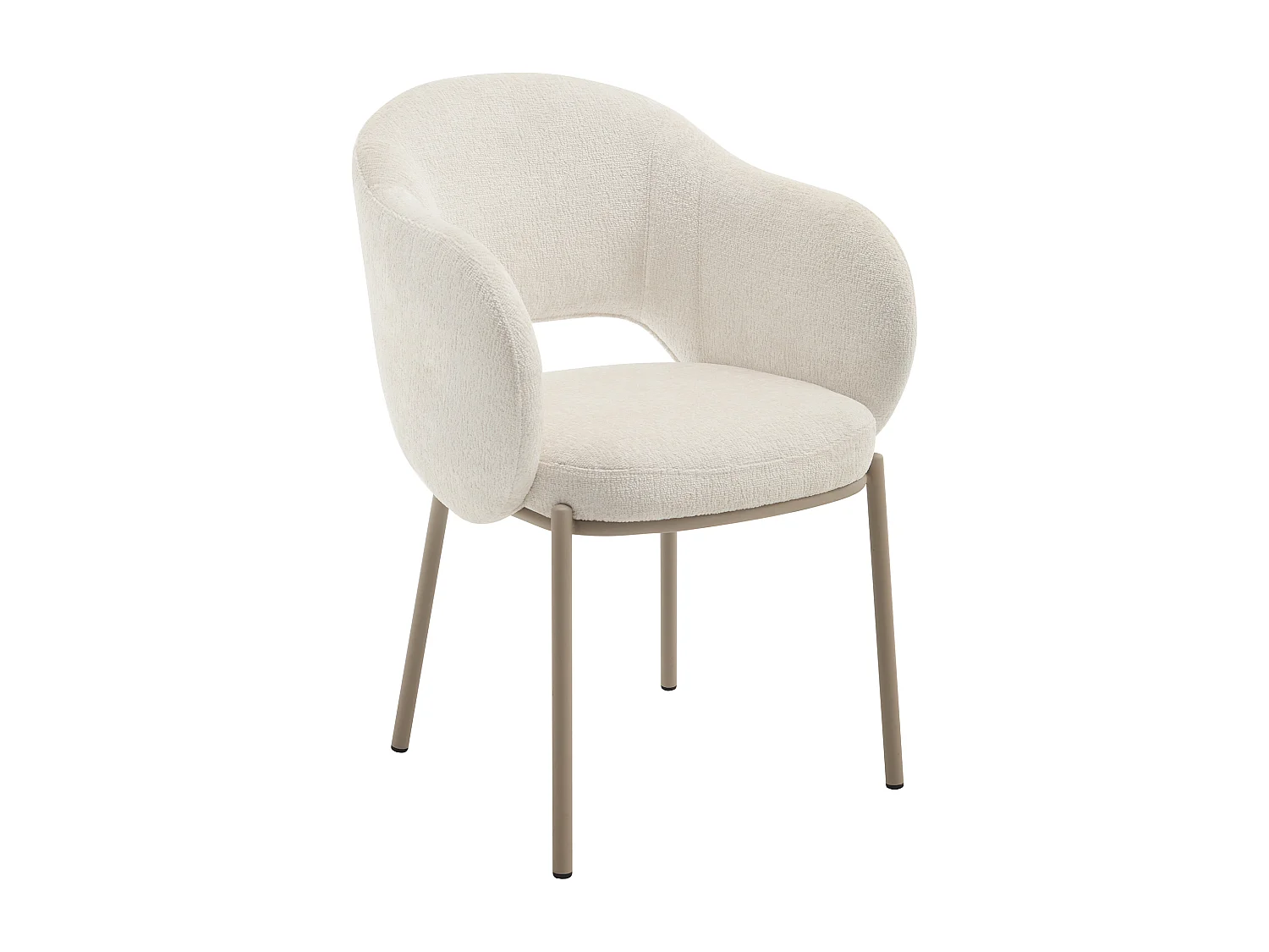 Lot de 6 chaises avec accoudoirs en tissu texturé et métal beige - Crème - ACACILIO