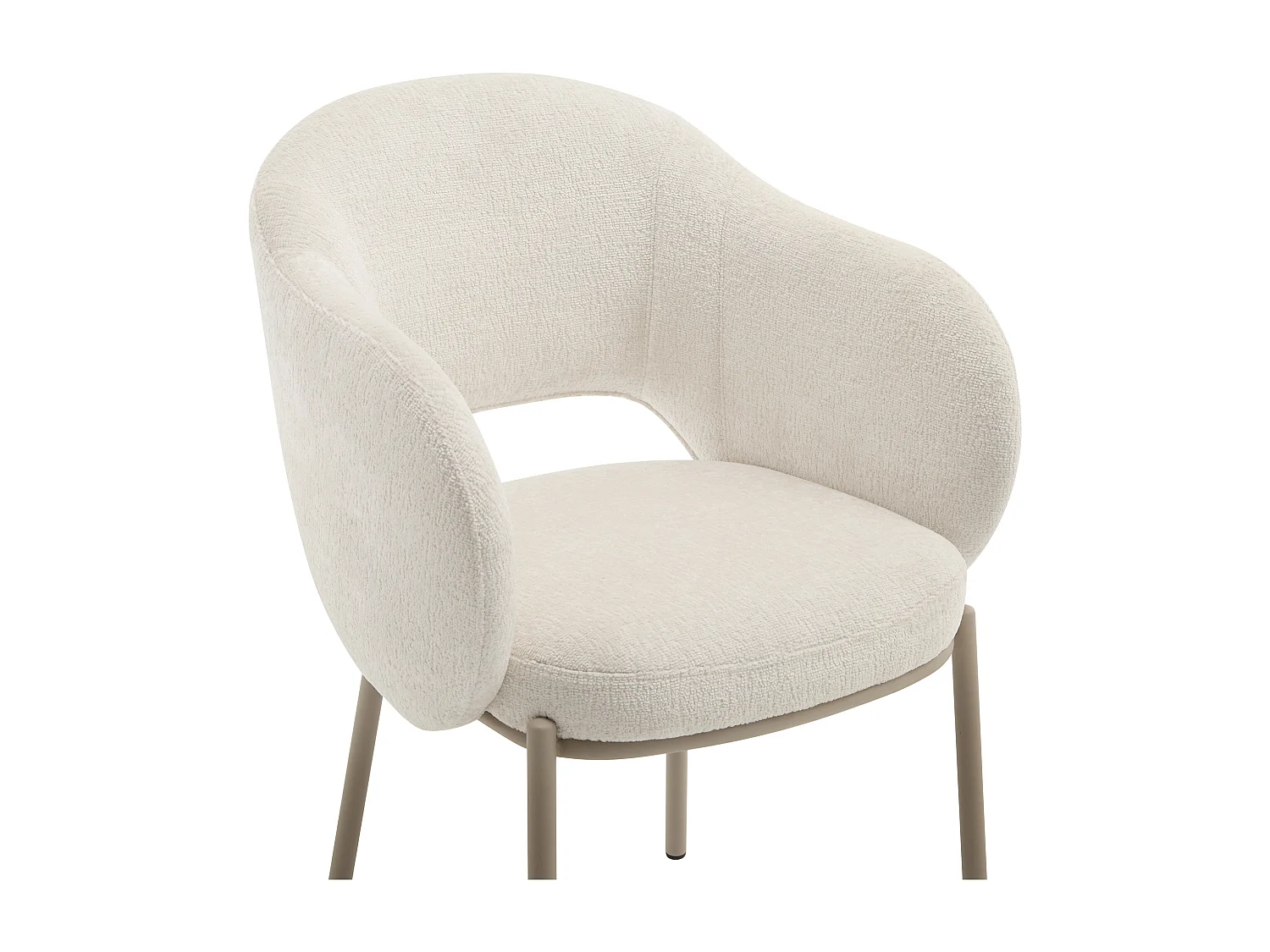Lot de 6 chaises avec accoudoirs en tissu texturé et métal beige - Crème - ACACILIO