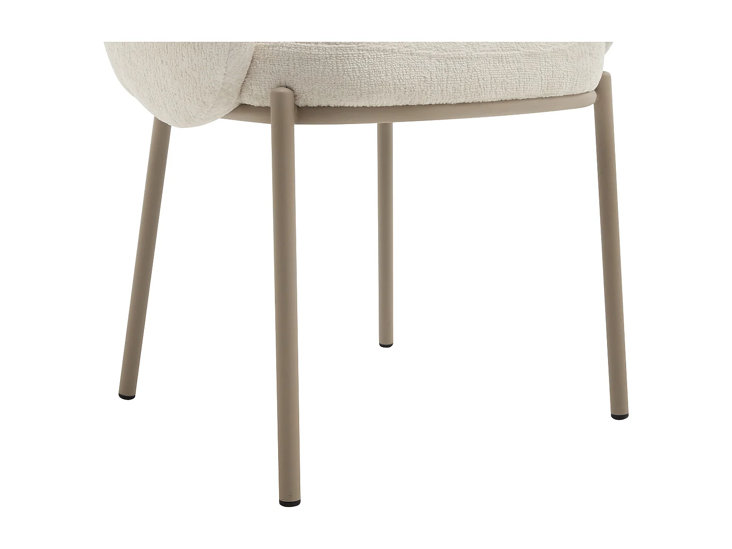 Lot de 6 chaises avec accoudoirs en tissu texturé et métal beige - Crème - ACACILIO