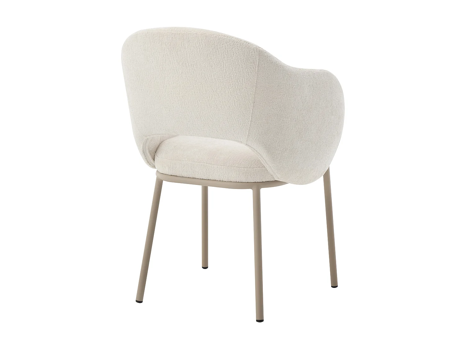 Lot de 6 chaises avec accoudoirs en tissu texturé et métal beige - Crème - ACACILIO