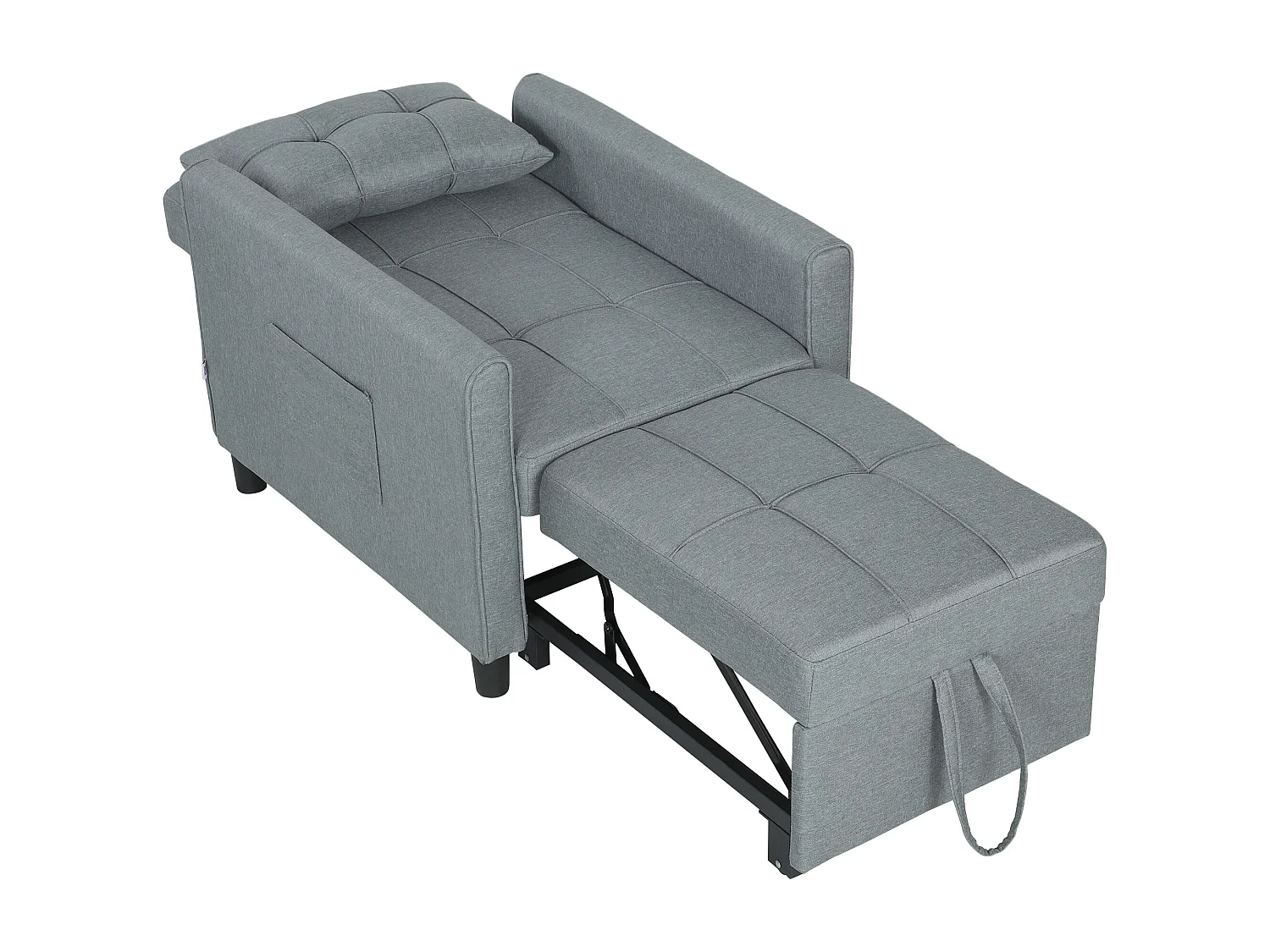 Divano letto convertibile con schienale regolabile grigio chiaro