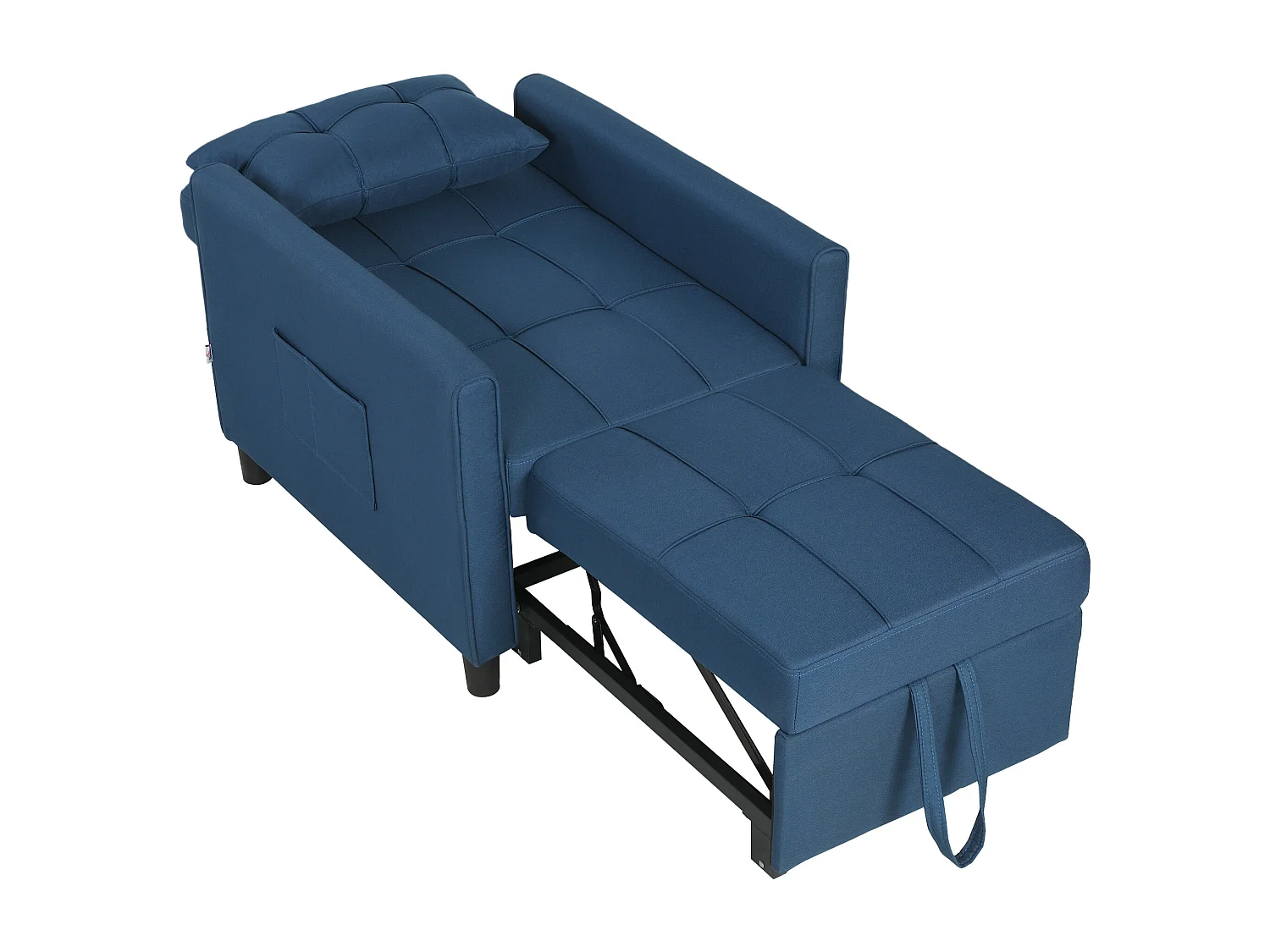 Poltrona letto convertibile con schienale regolabile in tessuto blu
