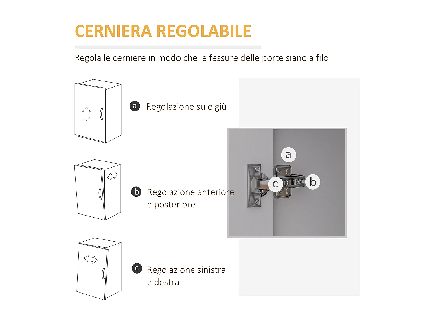 Mobile laterale con 5 cassetti, ripiano regolabile, ruote, bianco