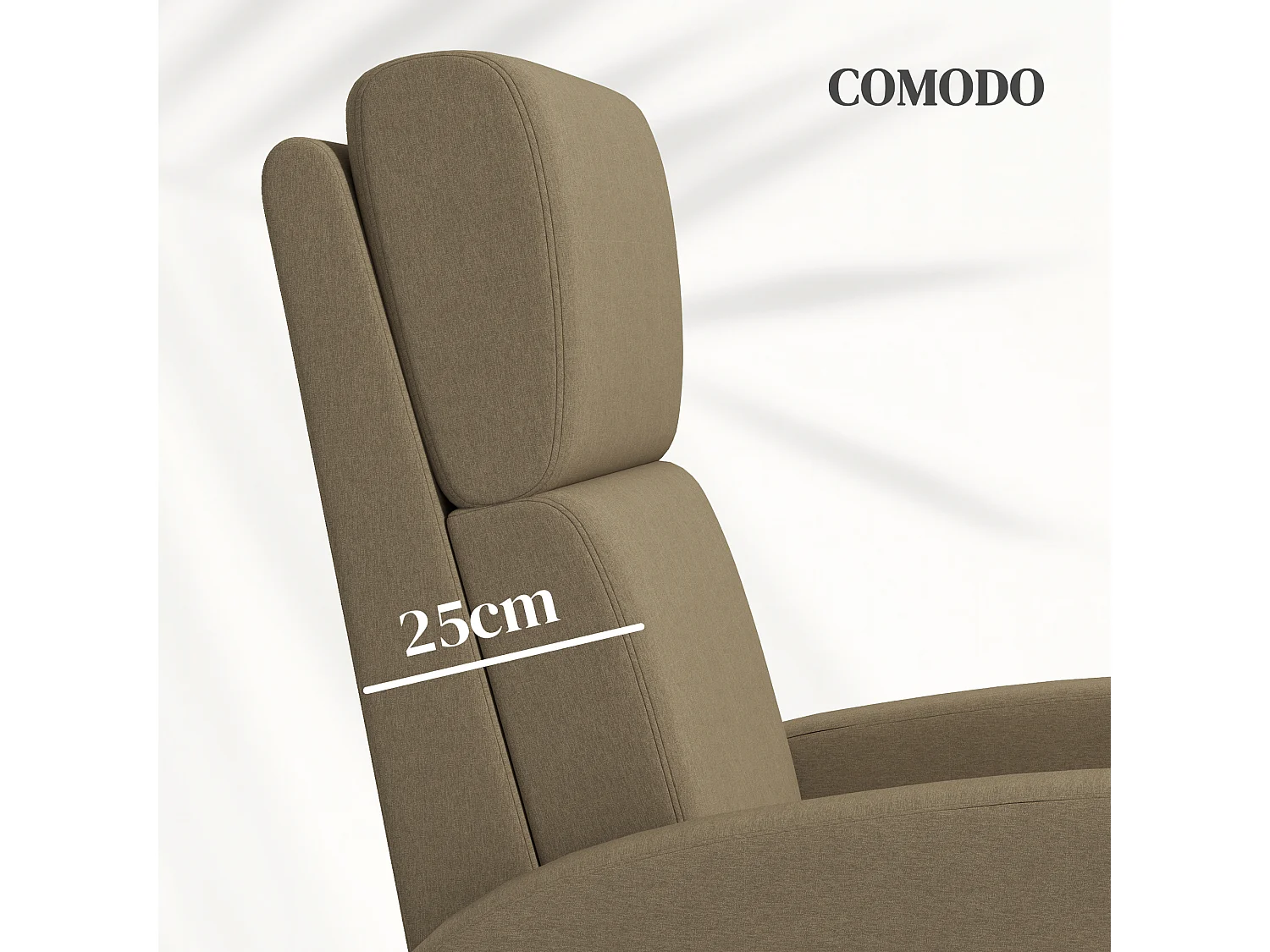Poltrona reclinabile 160° con poggiapiedi in tessuto beige