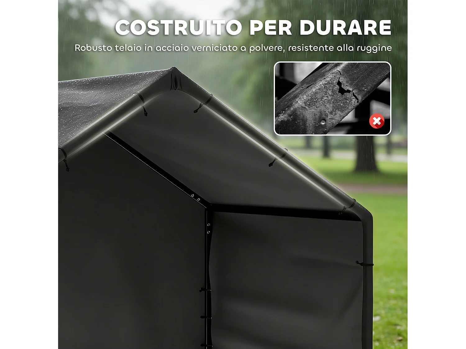 Cuccia per cani da esterno con tettuccio impermeabile nero