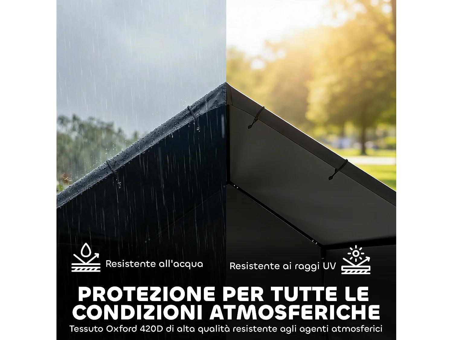 Cuccia per cani da esterno con tettuccio impermeabile nero