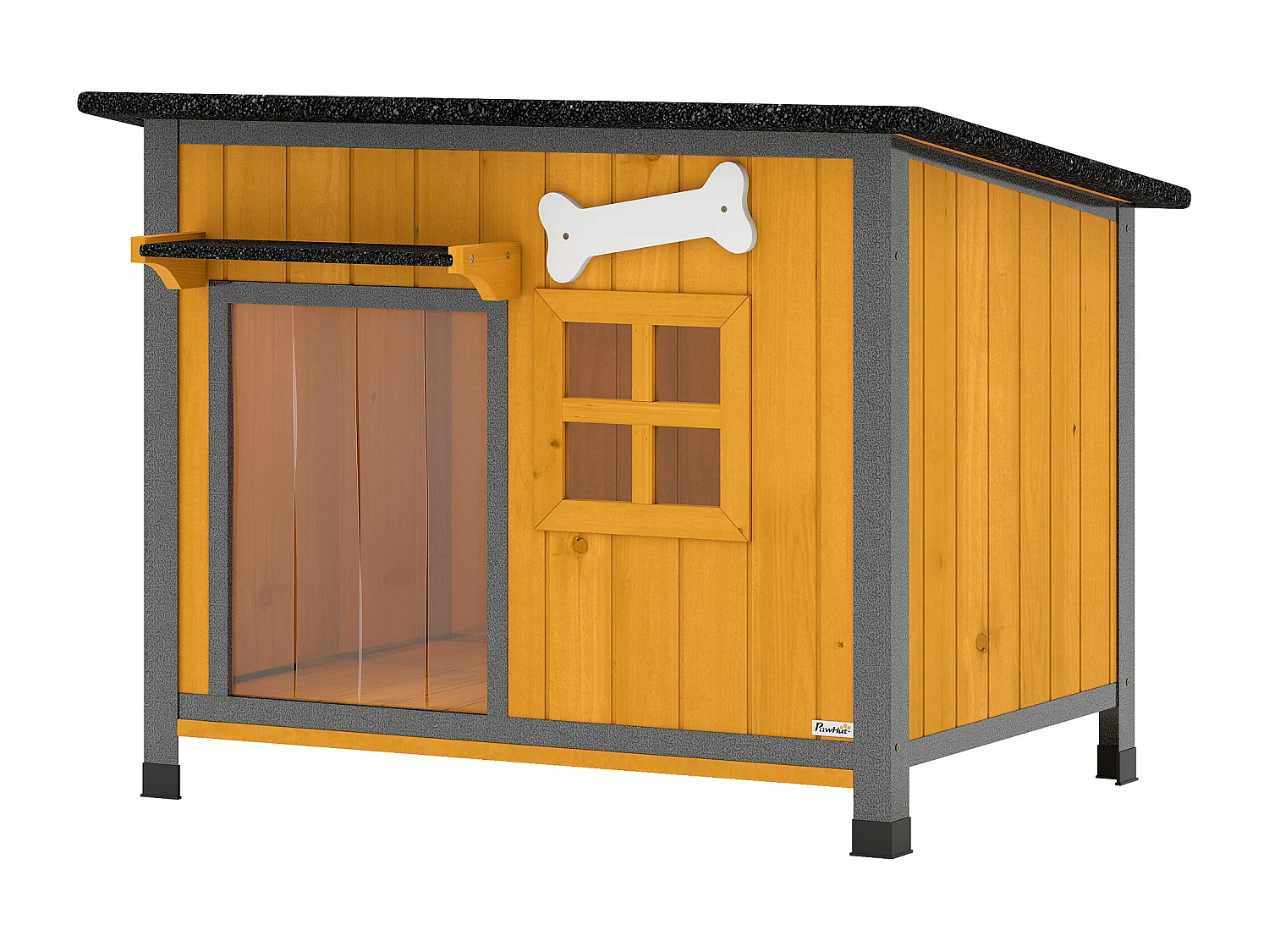 Cuccia per cani da esterno con tetto apribili in legno giallo