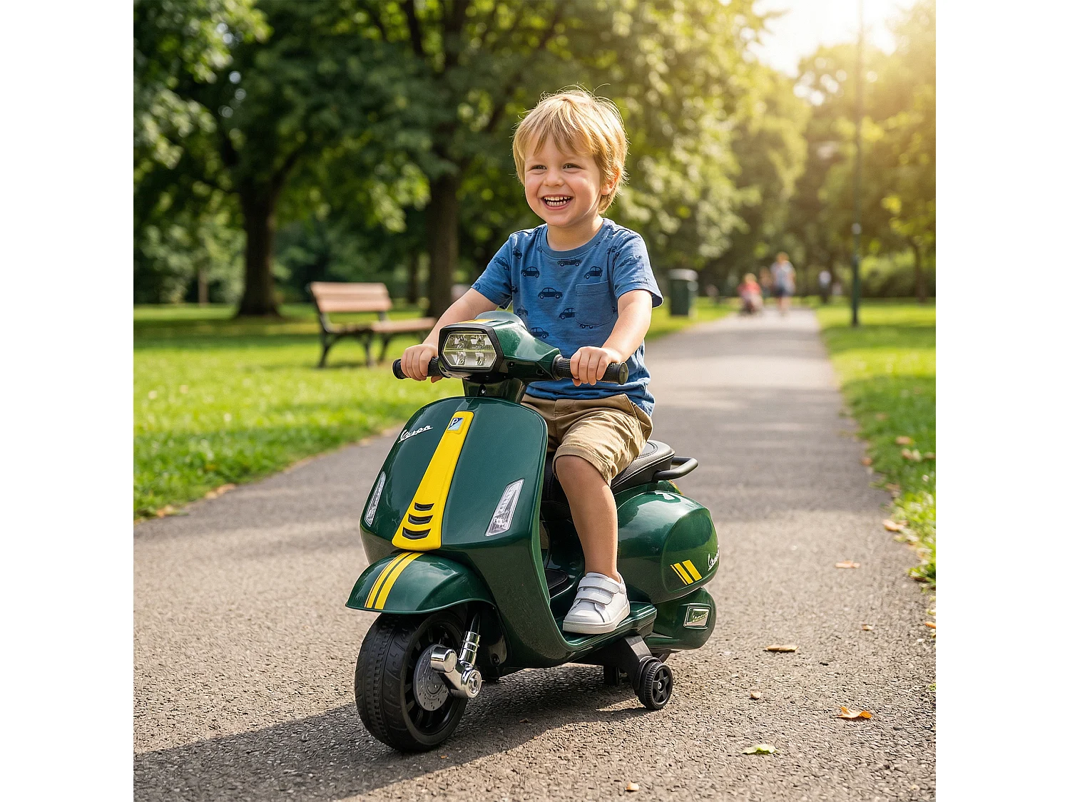Moto elettrica per bambini con licenza vespa età 2-6 anni verde