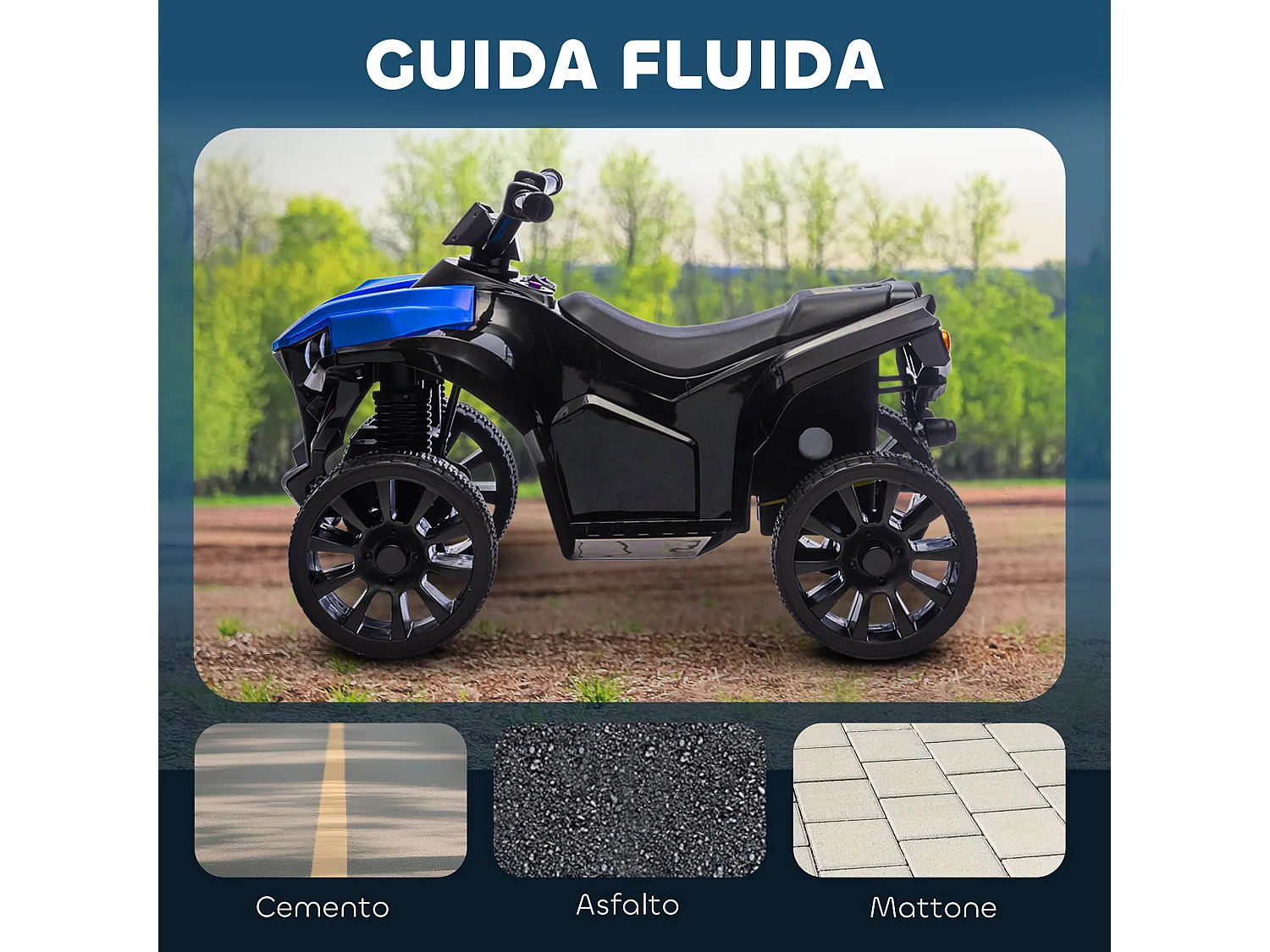 Quad elettrico per bambini 3-6 anni con luci e musica blu