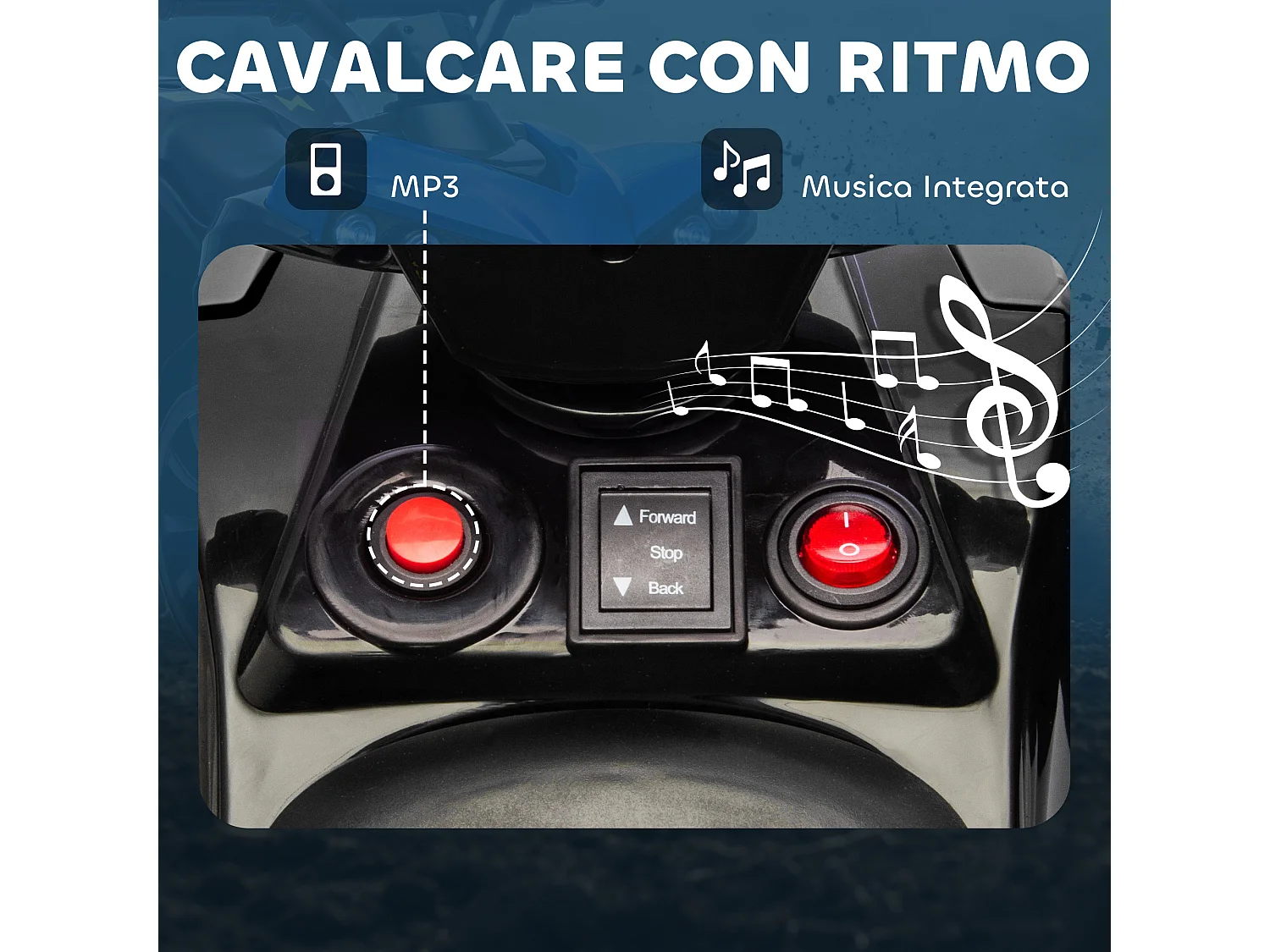 Quad elettrico per bambini 3-6 anni con luci e musica blu