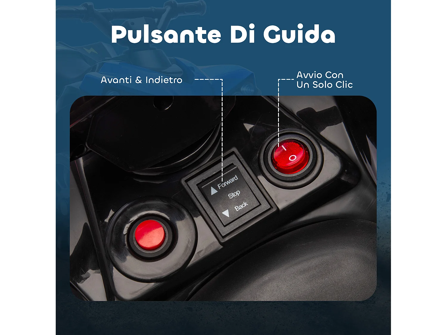 Quad elettrico per bambini 3-6 anni con luci e musica blu