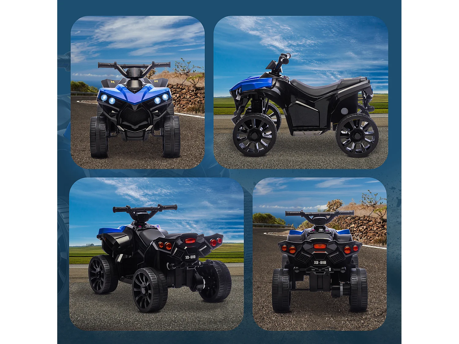 Quad elettrico per bambini 3-6 anni con luci e musica blu