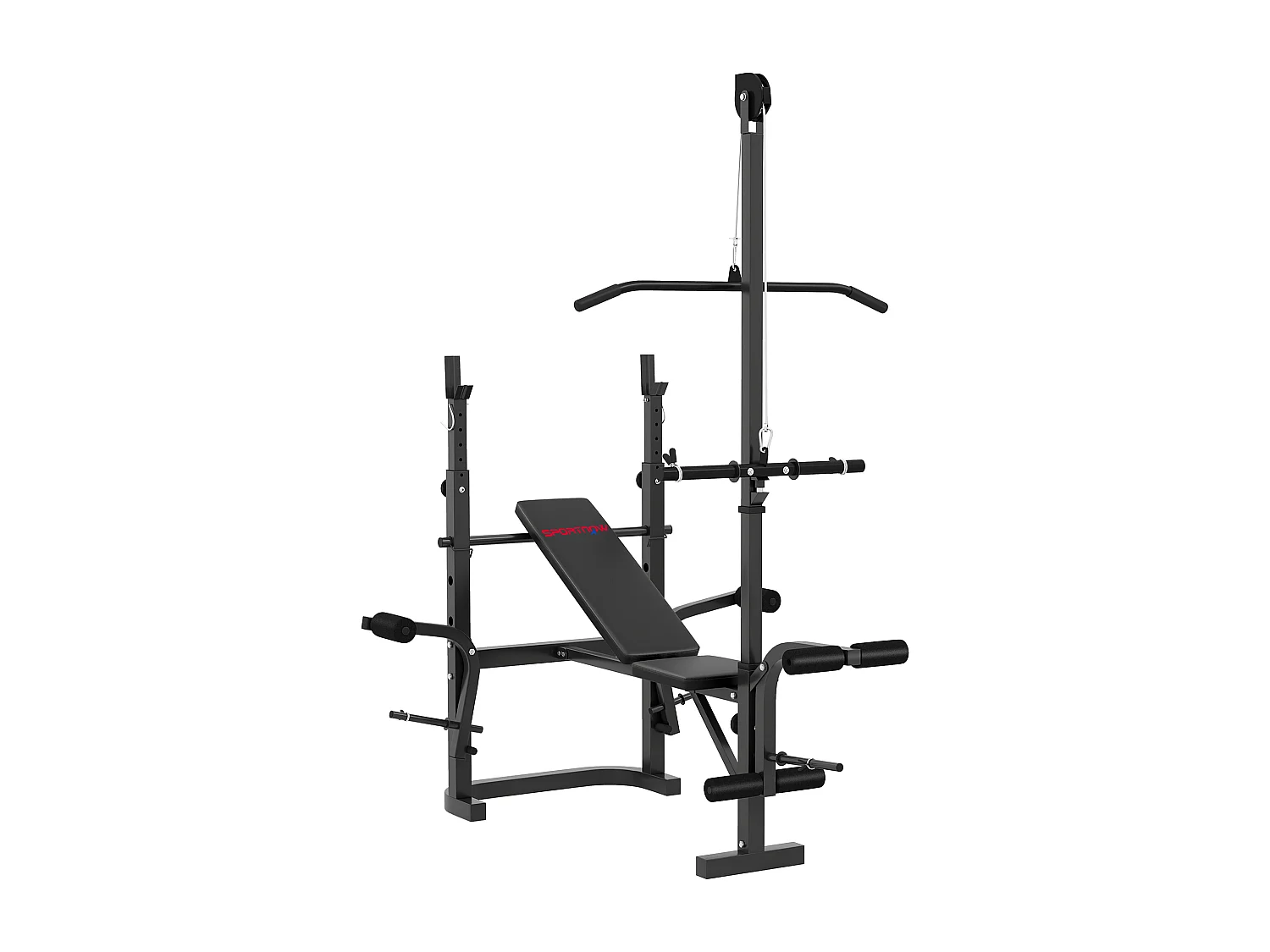 Panca palestra multifunzione regolabile con rack bilanciere nero