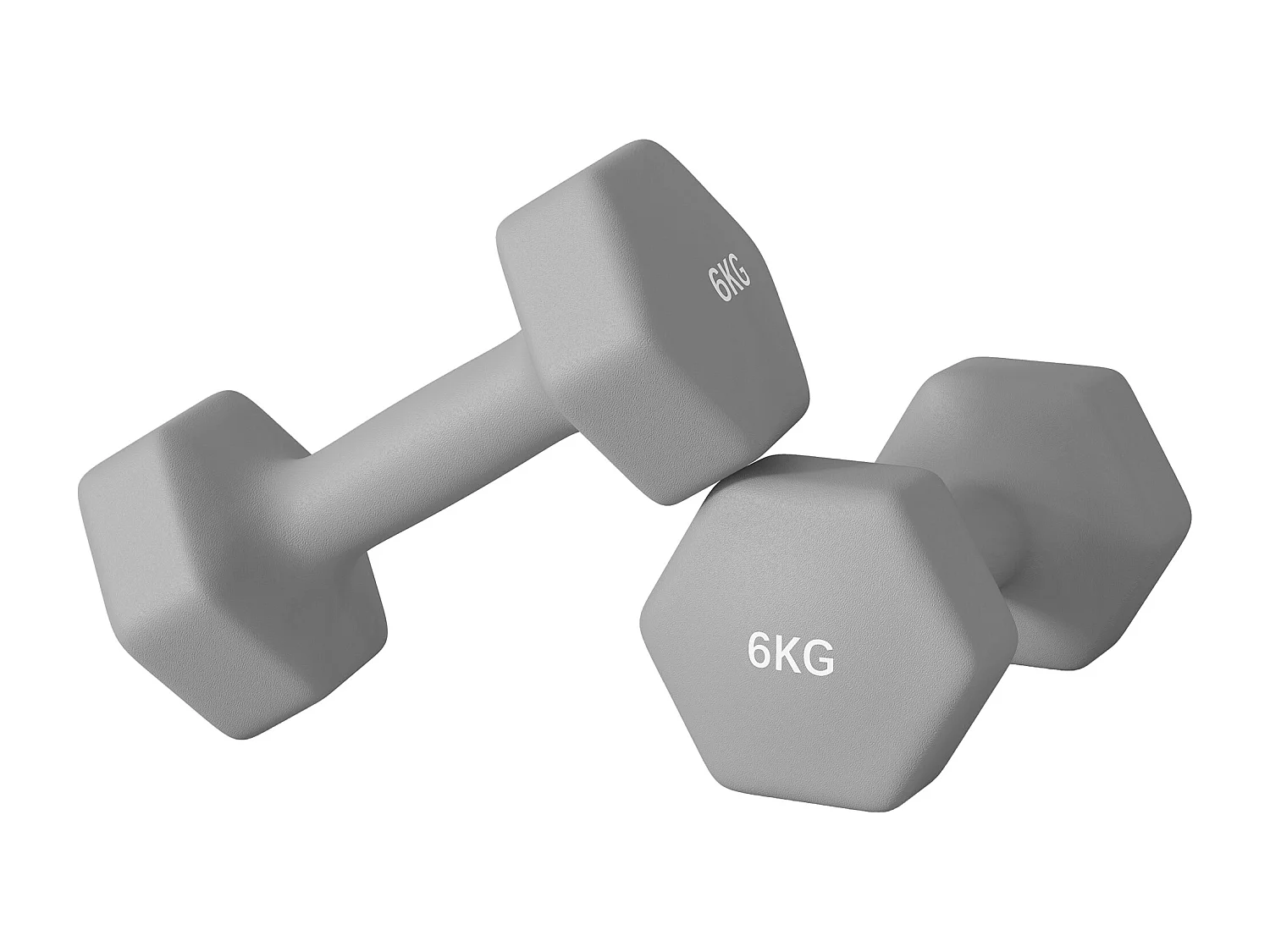 Set 2 manubri esagonali da 2x6 kg con impugnatura antiscivolo grigio