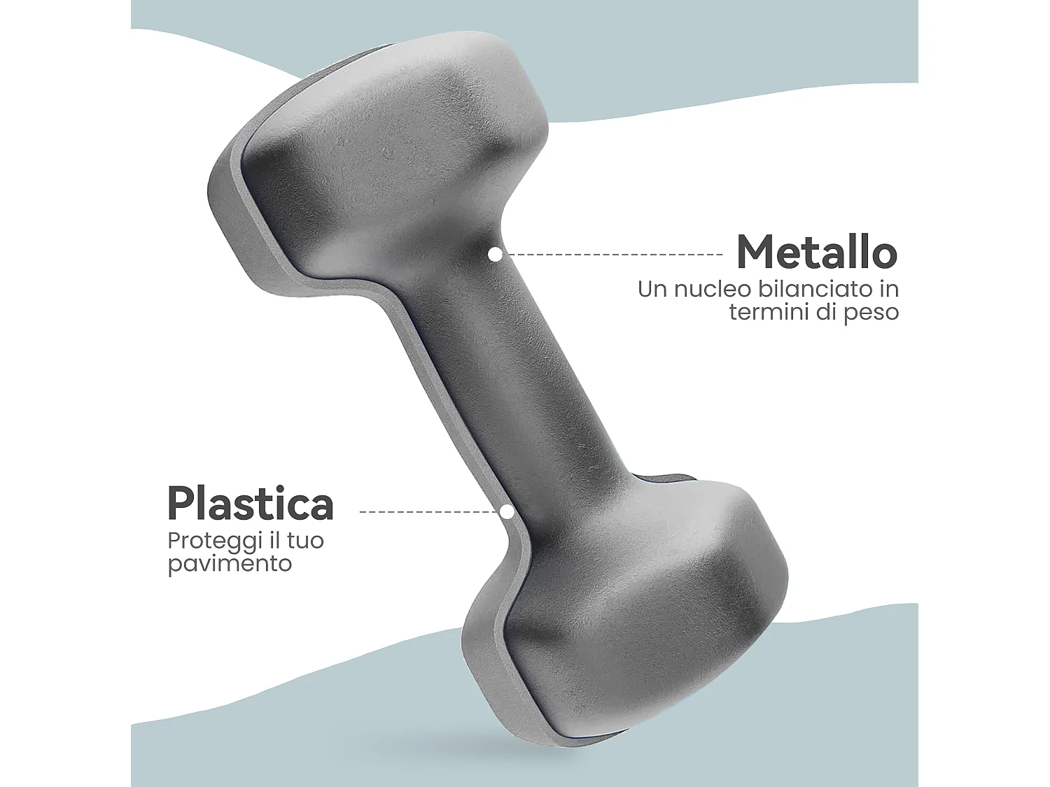 Set 2 manubri esagonali da 2x6 kg con impugnatura antiscivolo grigio