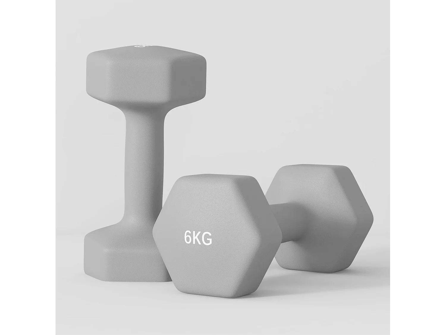 Set 2 manubri esagonali da 2x6 kg con impugnatura antiscivolo grigio