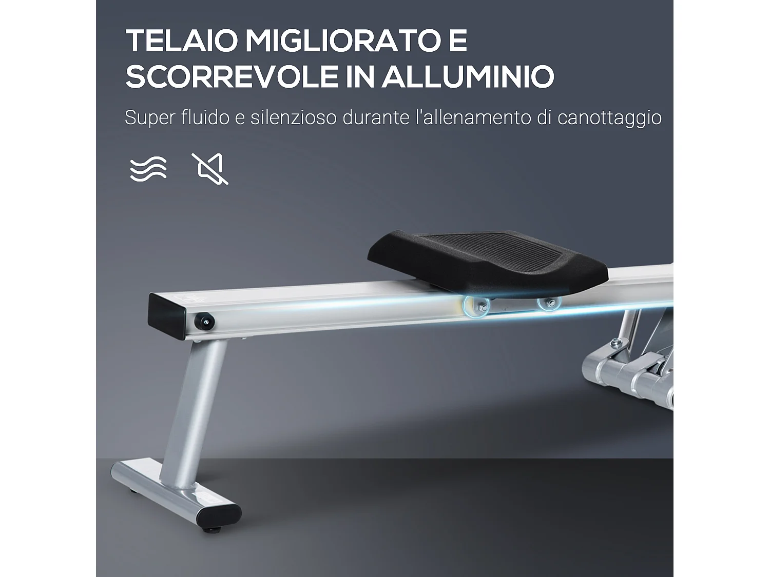 HOMCOM Vogatore da Casa in Alluminio con Monitor Digitale e Pedali