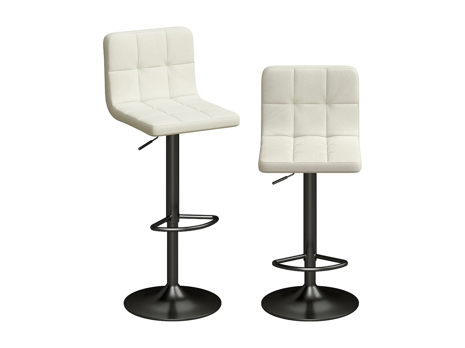 Set 2 sgabelli bar con poggiapiedi 39.5x44x88-110 cm crema