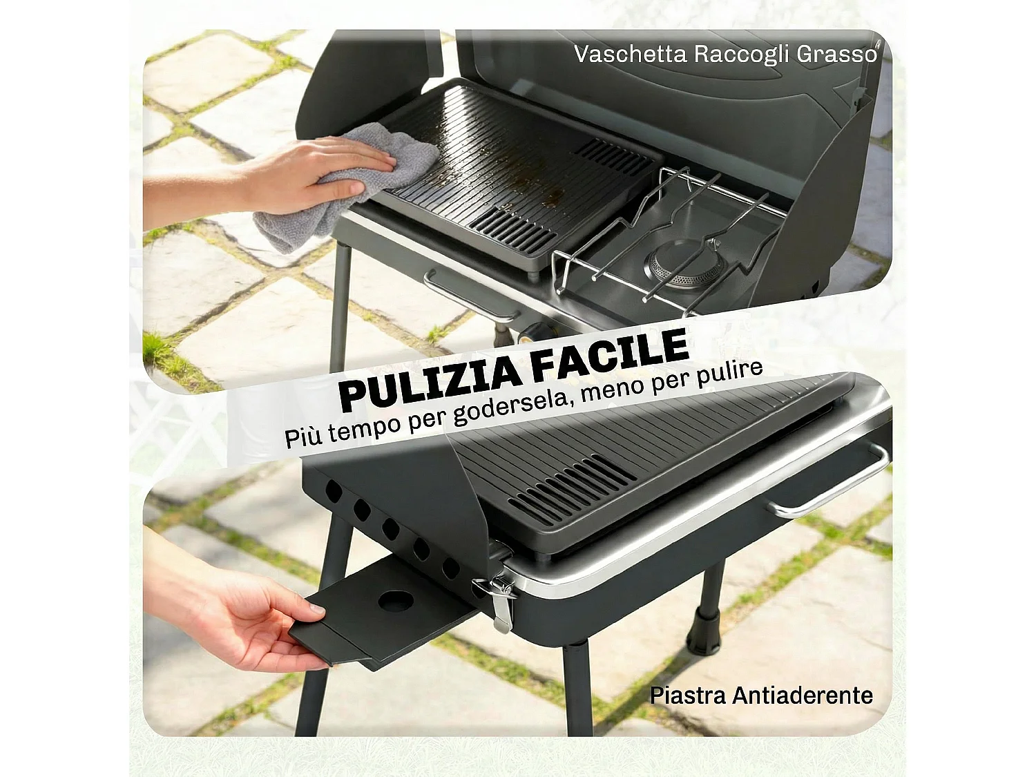 Griglia e fornello portatile da campeggio in metallo nero