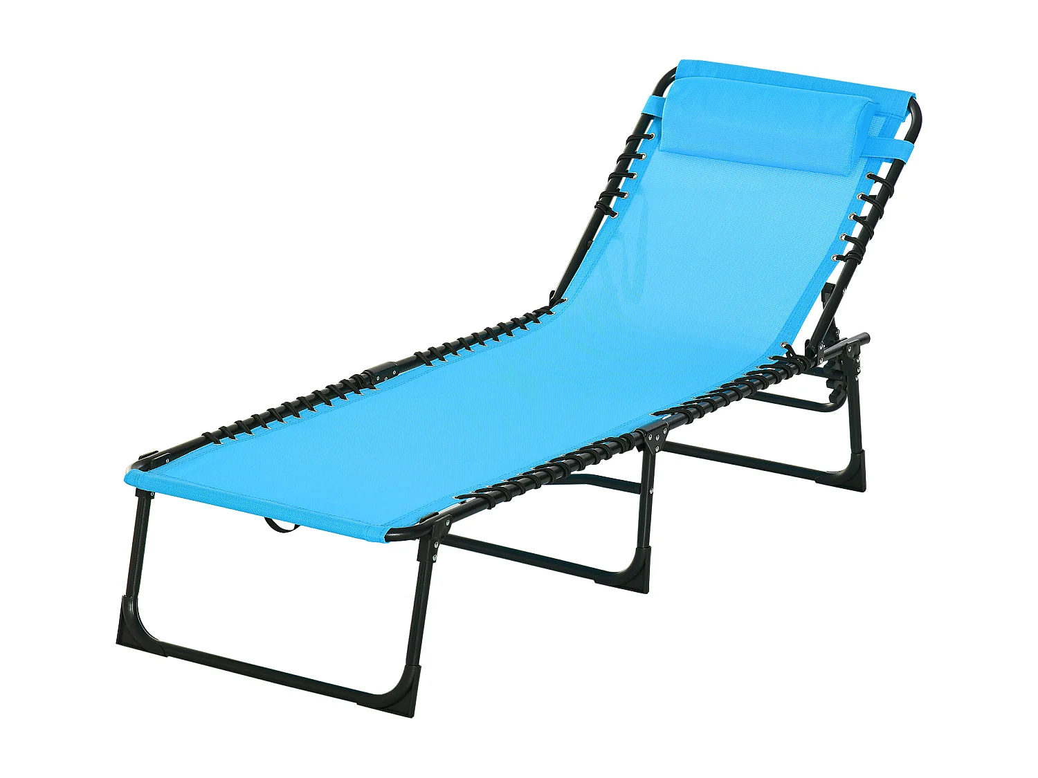 Lettino prendisole con schienale reclinabile a 4 livelli blu