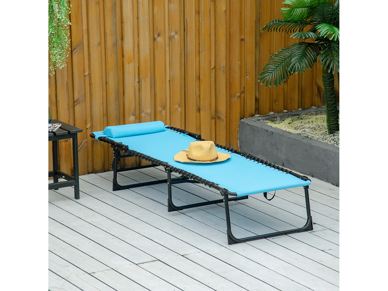 Lettino prendisole con schienale reclinabile a 4 livelli blu