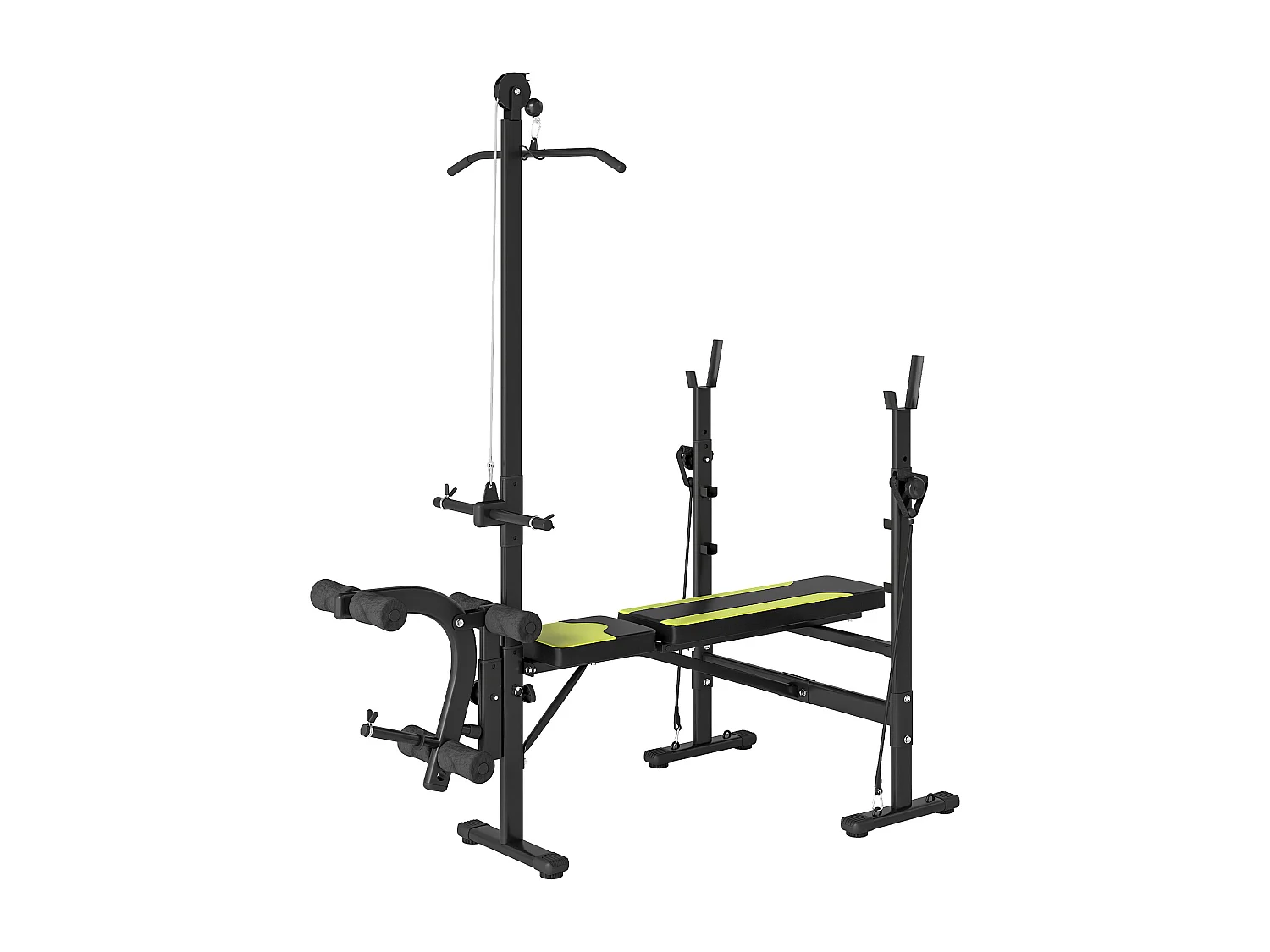 HOMCOM Panca Multifunzione Schienale 3 Livelli Supporto Gambe e Barra